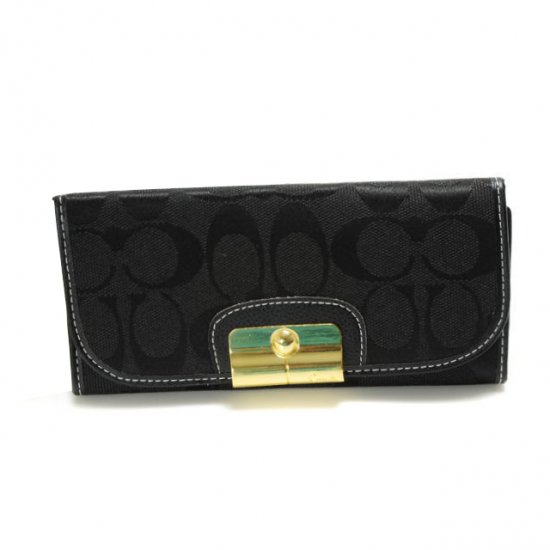 Coach Kristin In Signature Large Black Wallets DVK